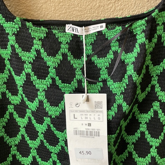 Zara Black and Green Scalloped Dress - Picture 3 of 5